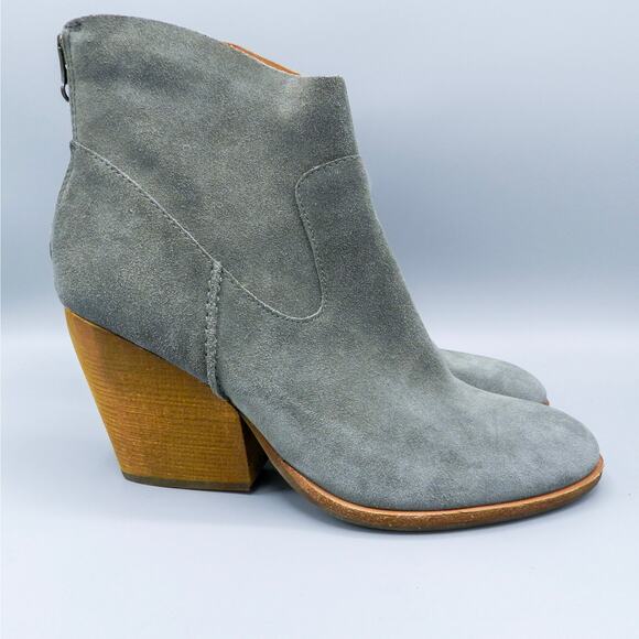 Kork Ease Lapra Western Booties Size 9 Gray Suede Leather Wedge Heel Ankle Zip - Picture 2 of 11